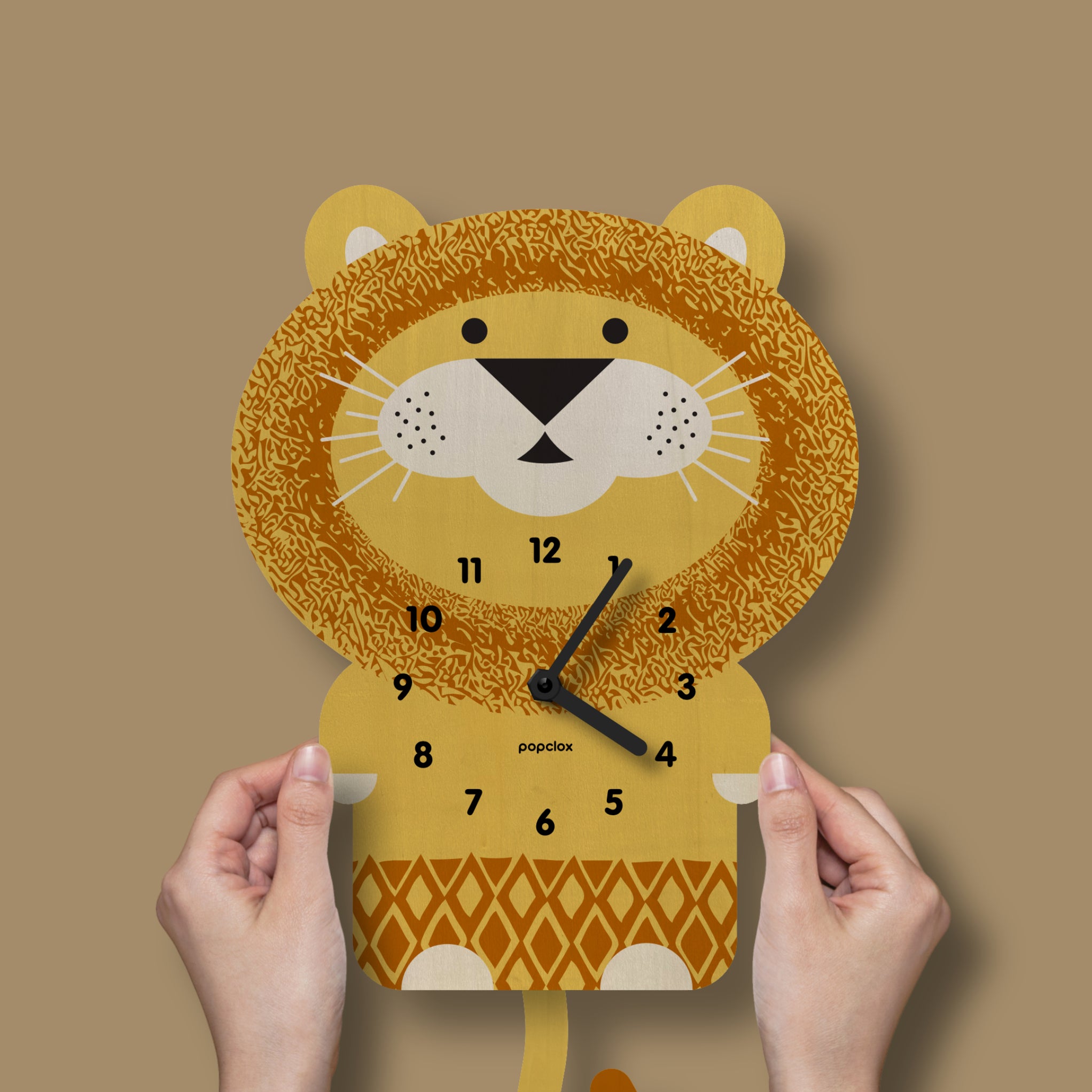 lion - pendulum clock | popclox Wall Clocks for Kids