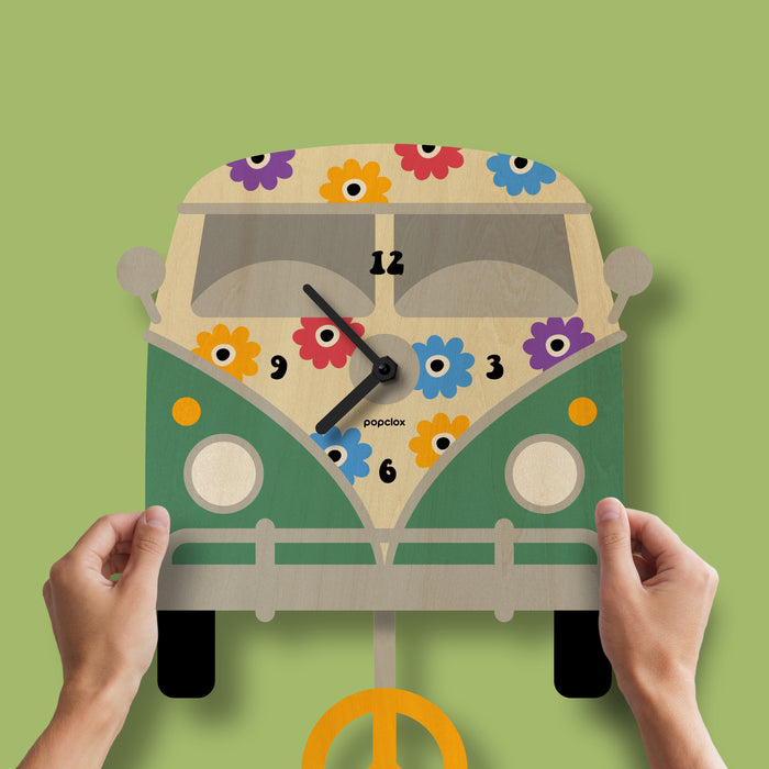 Popclox Retro Rv peace bus - pendulum clock | popclox Wall Clocks for Kids