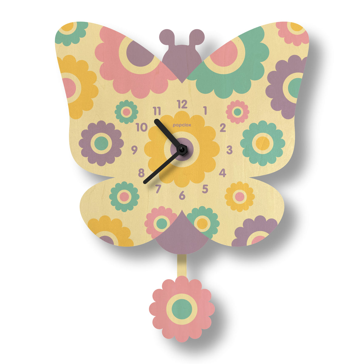 butterfly pendulum clock popclox Wall Clocks for Kids