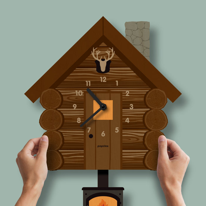 log cabin - pendulum clock | popclox Wall Clocks for Kids