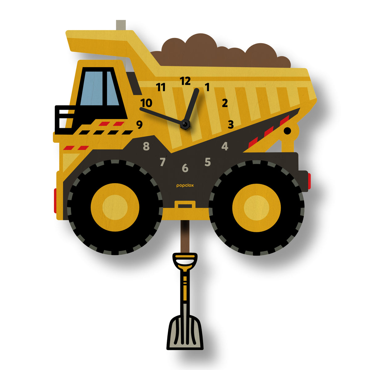 dump truck - pendulum clock | popclox Wall Clocks for Kids