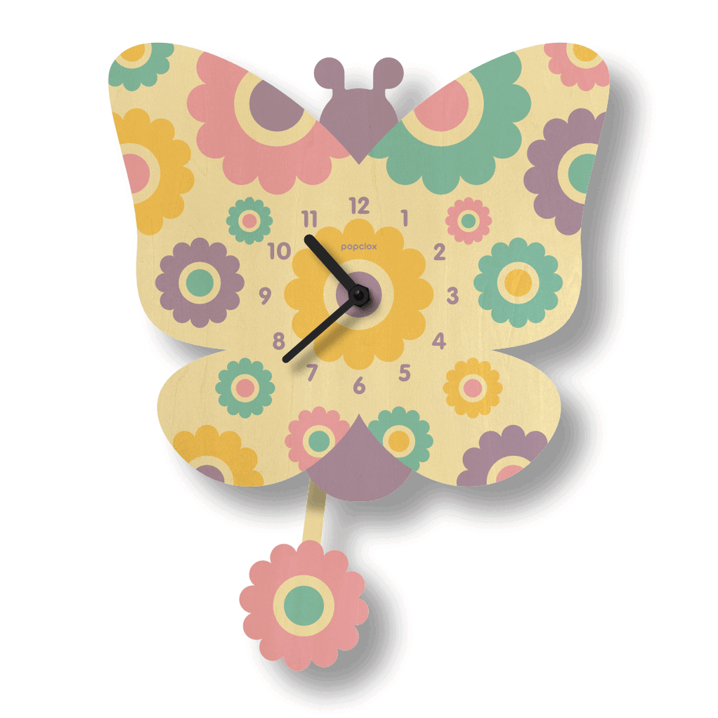 butterfly pendulum clock popclox Wall Clocks for Kids